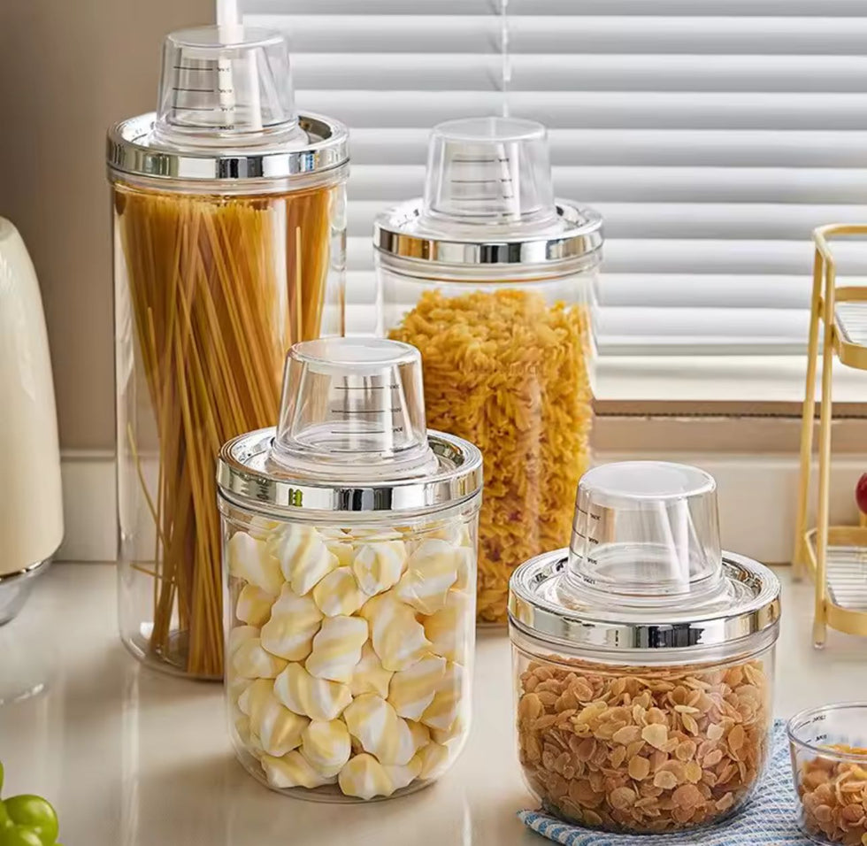 Premium Airtight Sealed Food Storage Jars – Clear Stackable Pantry Organizers