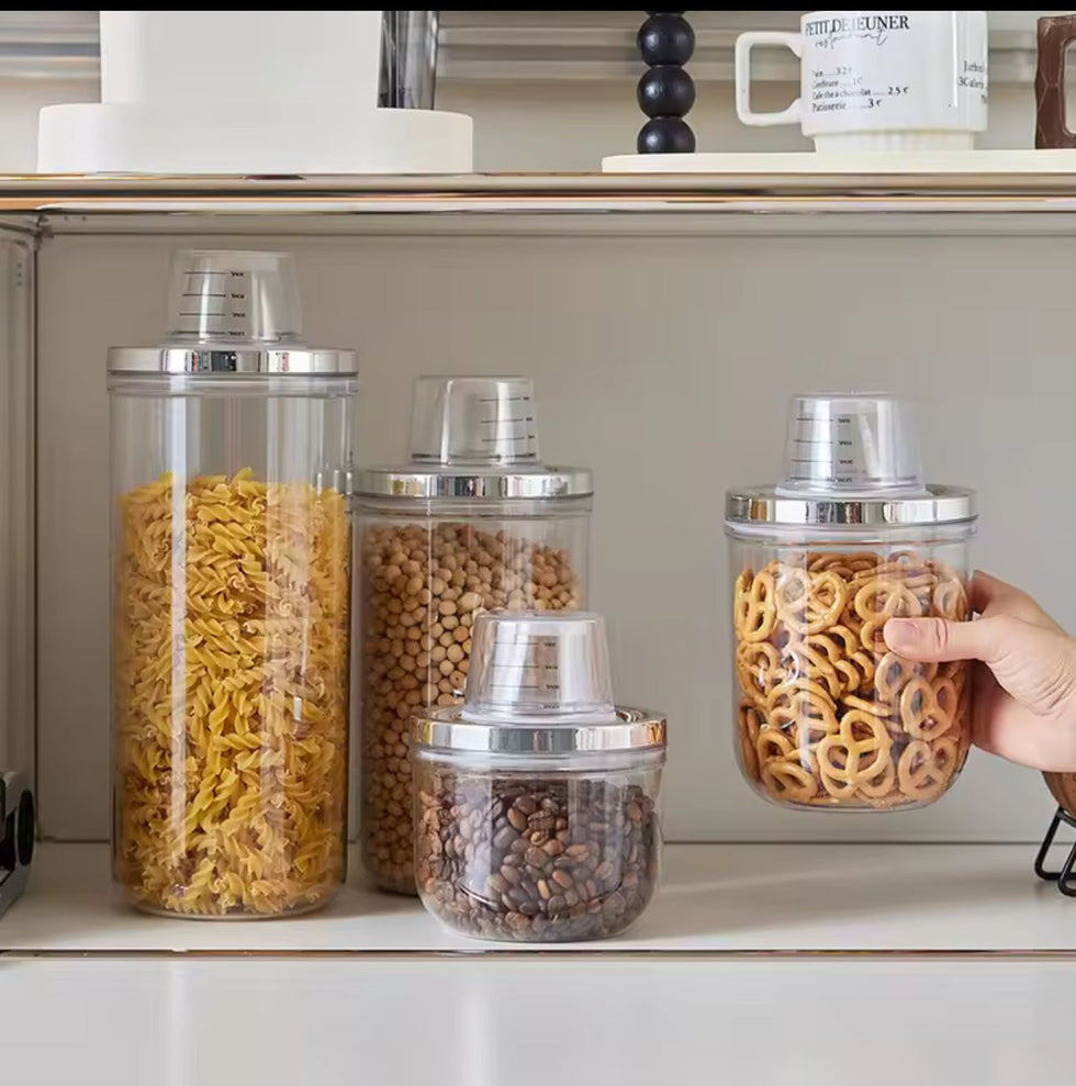 Premium Airtight Sealed Food Storage Jars – Clear Stackable Pantry Organizers