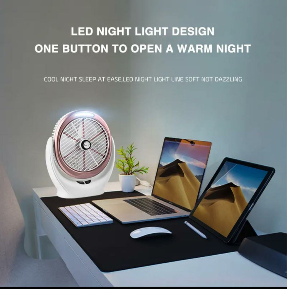 Rechargeable Desktop Fan with COB Light – Portable Cooling Gear