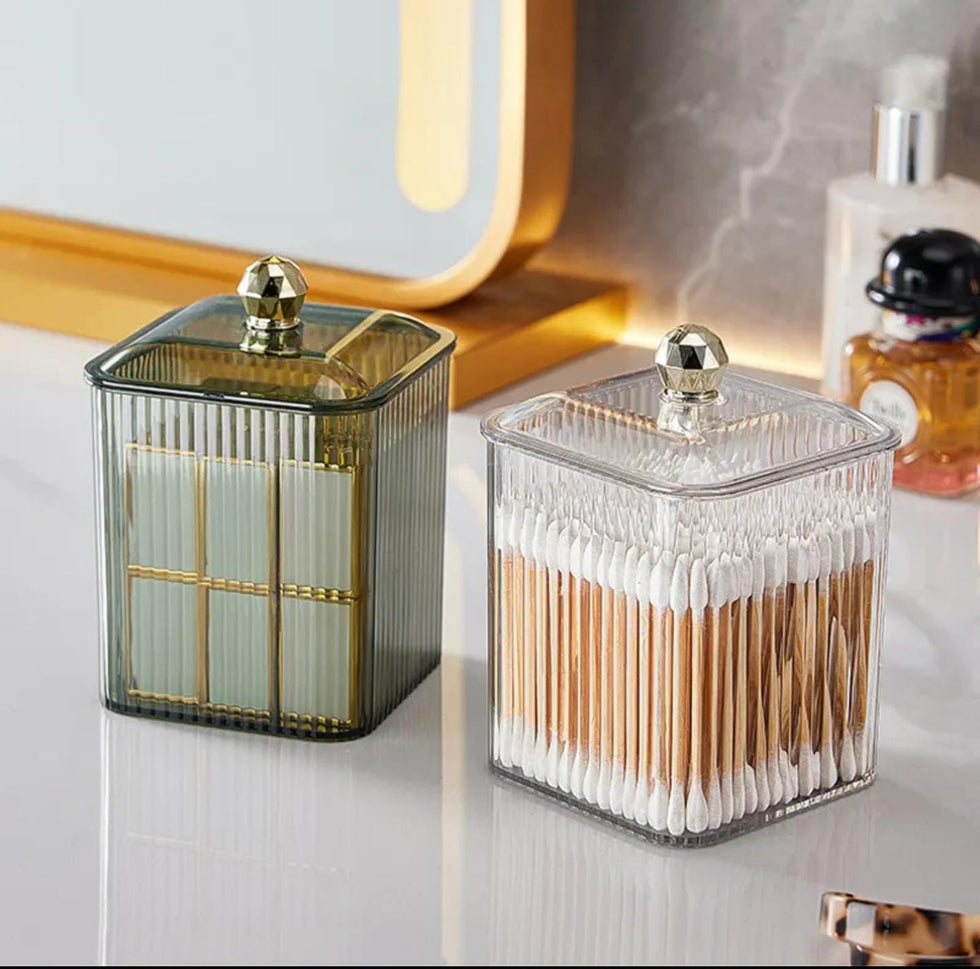 Luxury Transparent Lipstick & Makeup Cotton Swabs Holder (Random Colors)