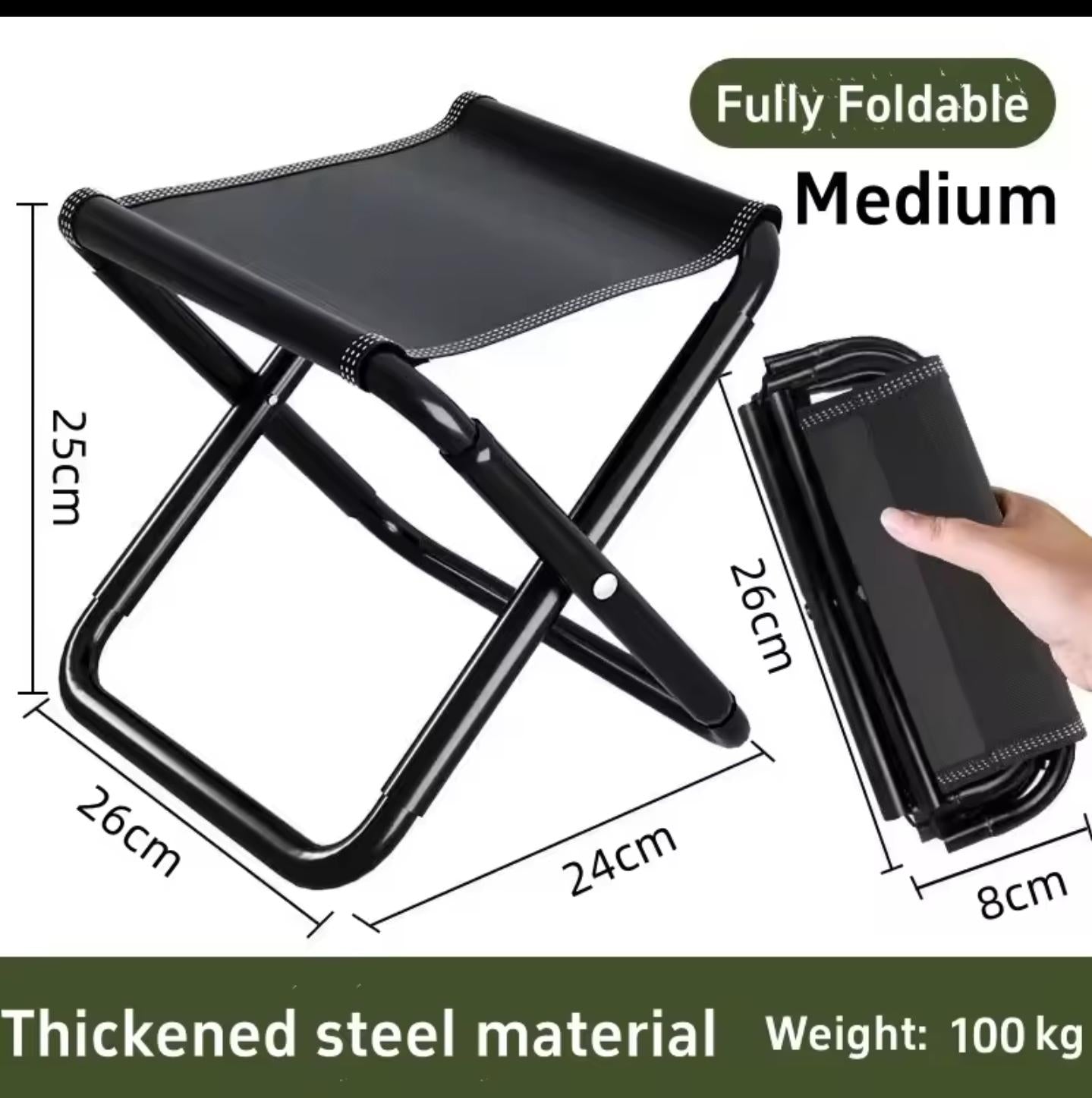 Portable Folding Lightweight Stool – Heavy Duty Steel Frame