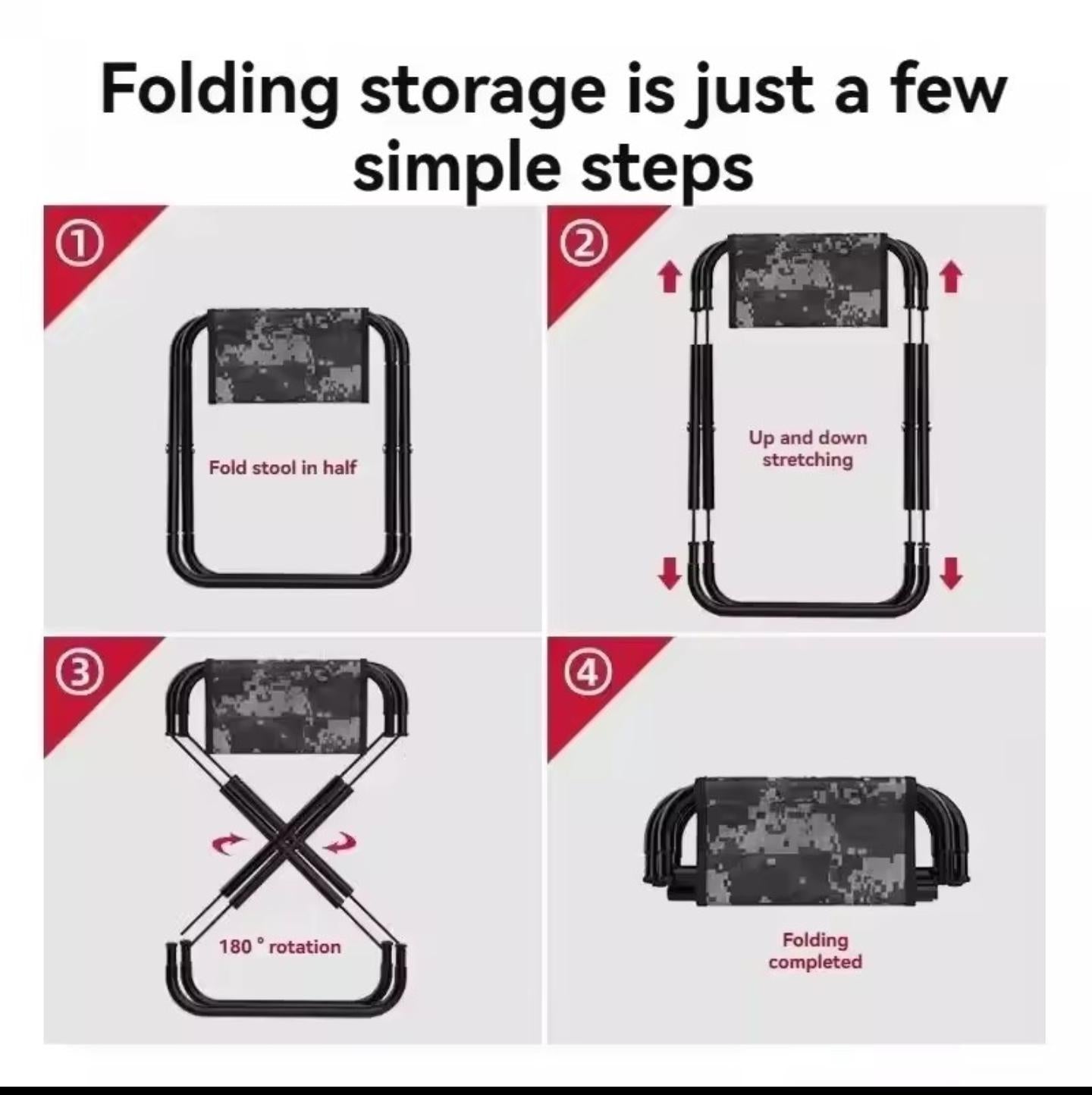 Portable Folding Lightweight Stool – Heavy Duty Steel Frame