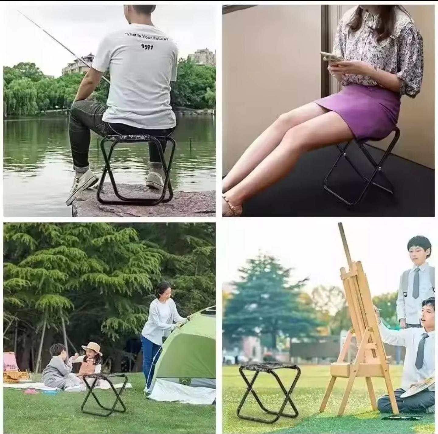 Portable Folding Lightweight Stool – Heavy Duty Steel Frame