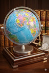 Rotating World Map Globe with Wooden Pedestal (26 X 24CM)