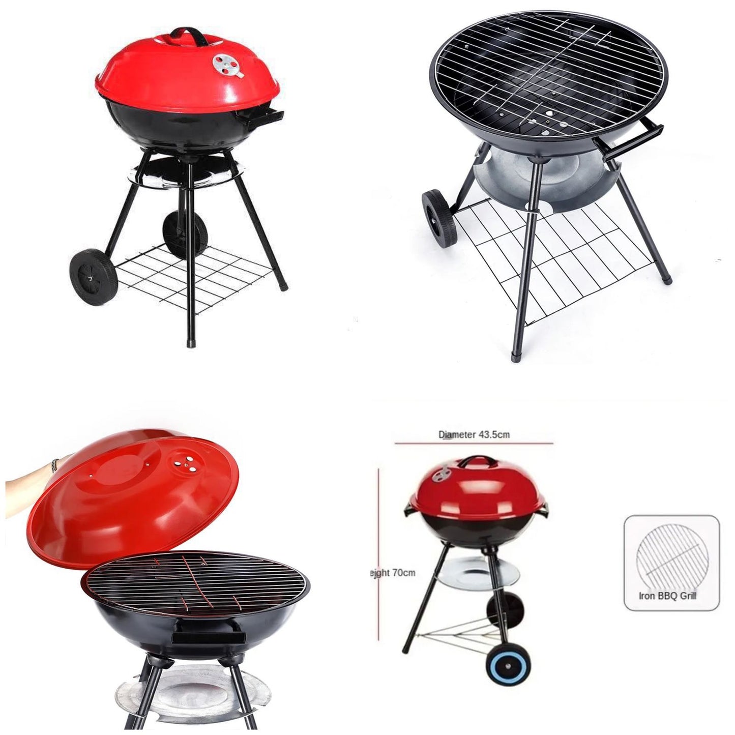 17-Inch Portable Football Charcoal BBQ Grill