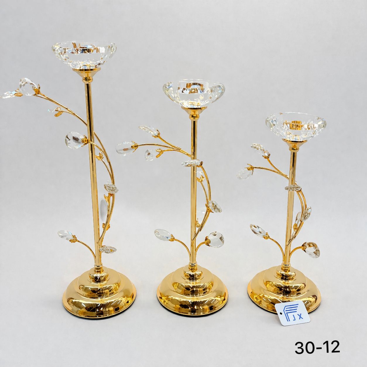 Floral Vine Crystal Candle Stand – 3 Piece Luxury Set