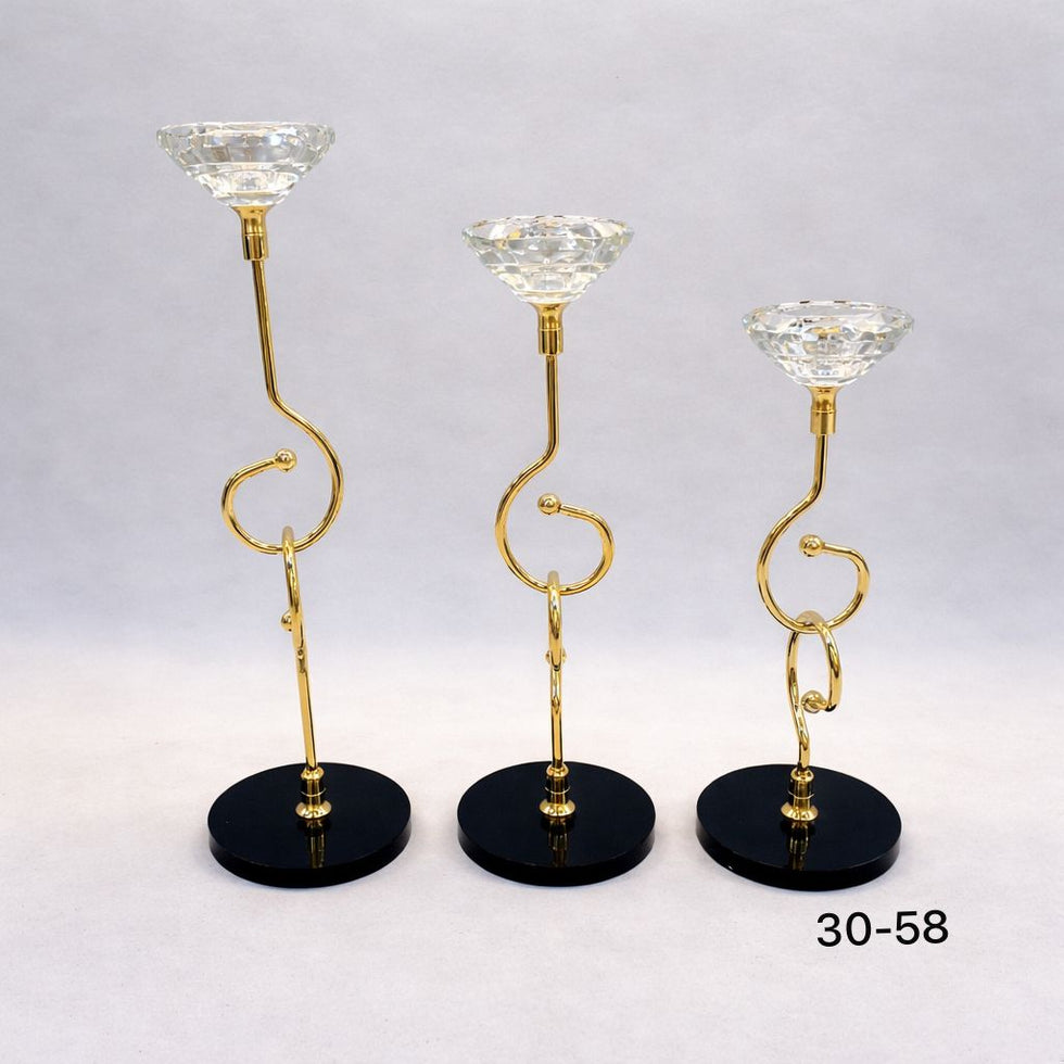 Modern Swirl Crystal Candle Stand – 3 Piece Luxury Collection