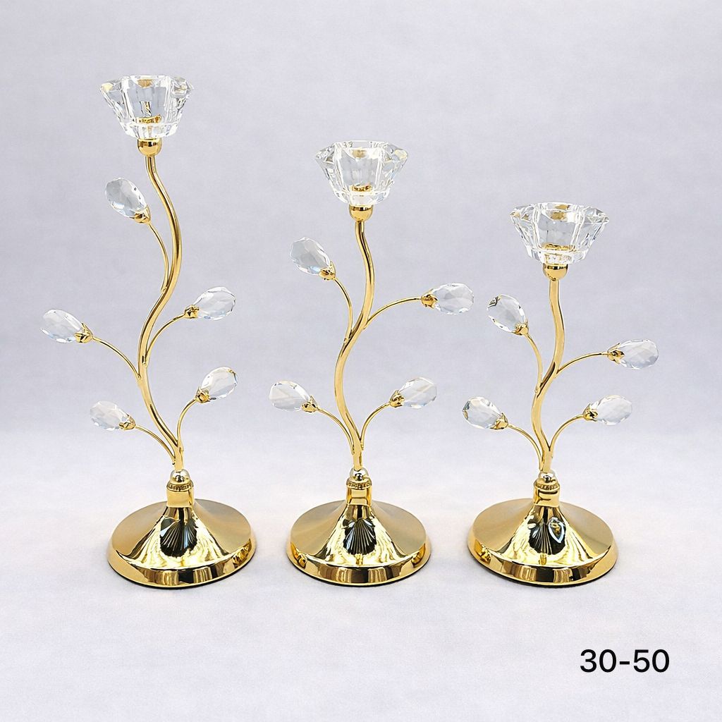 Crystal Bud Enchanted Vine Candle Stand – 3 Piece Luxury Set