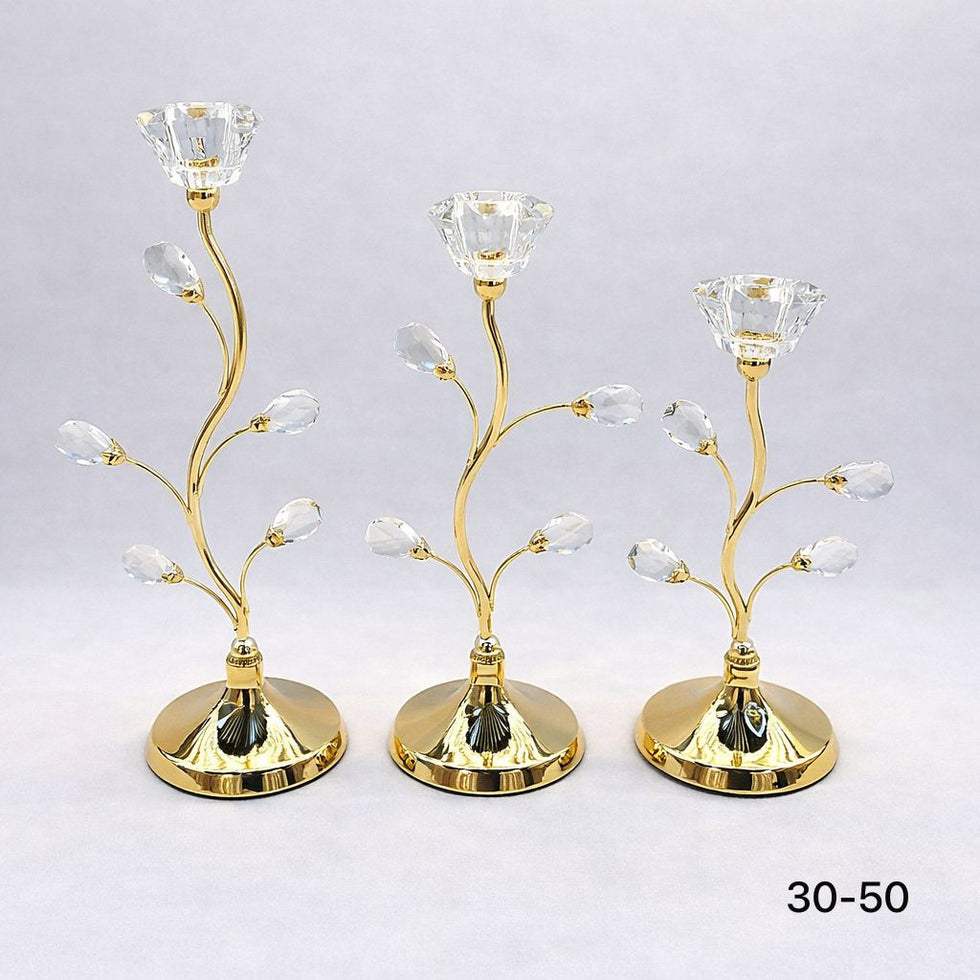 Crystal Bud Enchanted Vine Candle Stand – 3 Piece Luxury Set