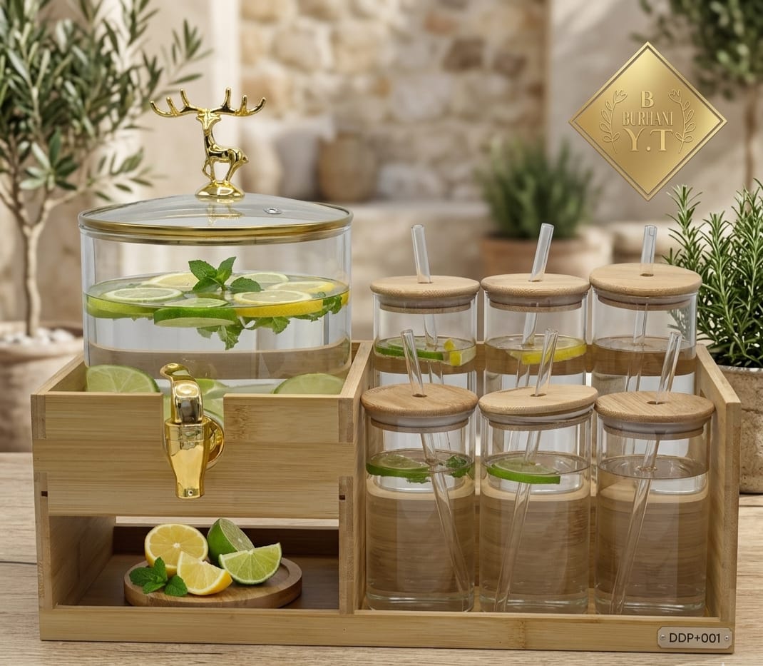 ECHOU Luxury Imported Glass Beverage Dispenser Set