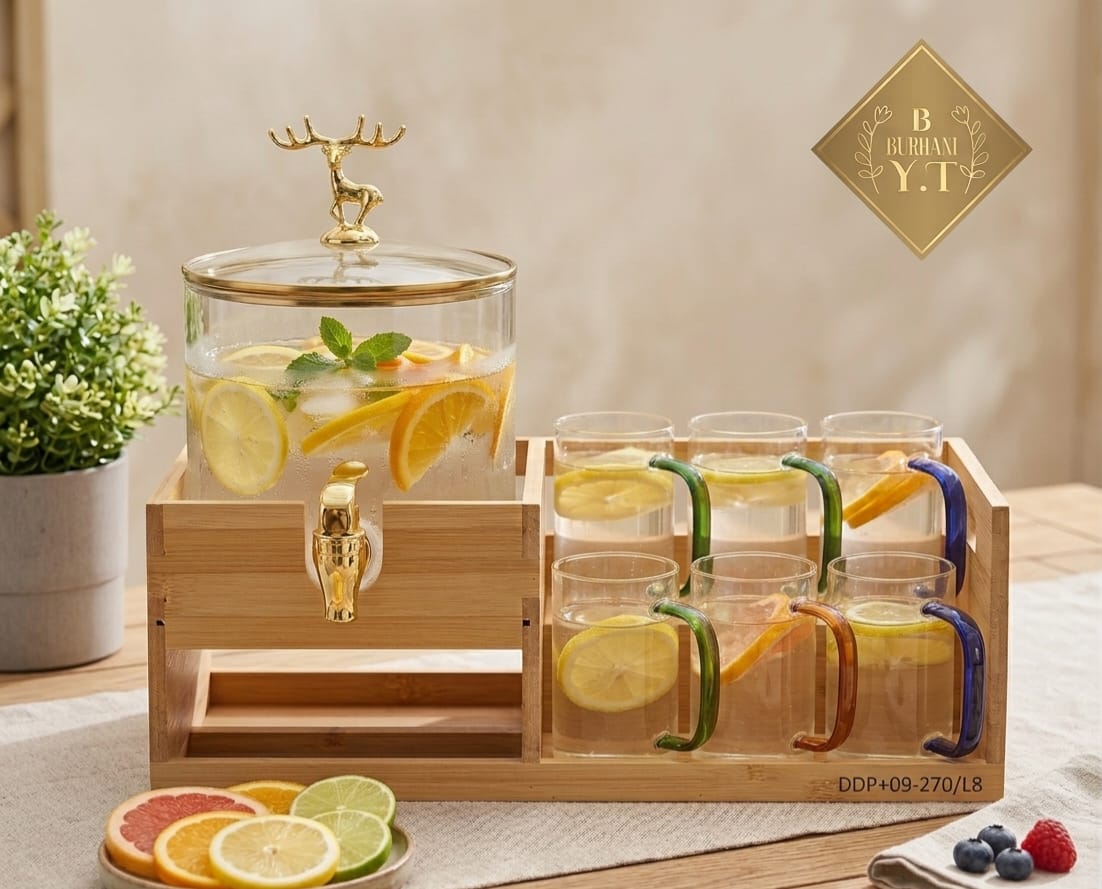 ECHOU Luxury Imported Glass Beverage Dispenser Set