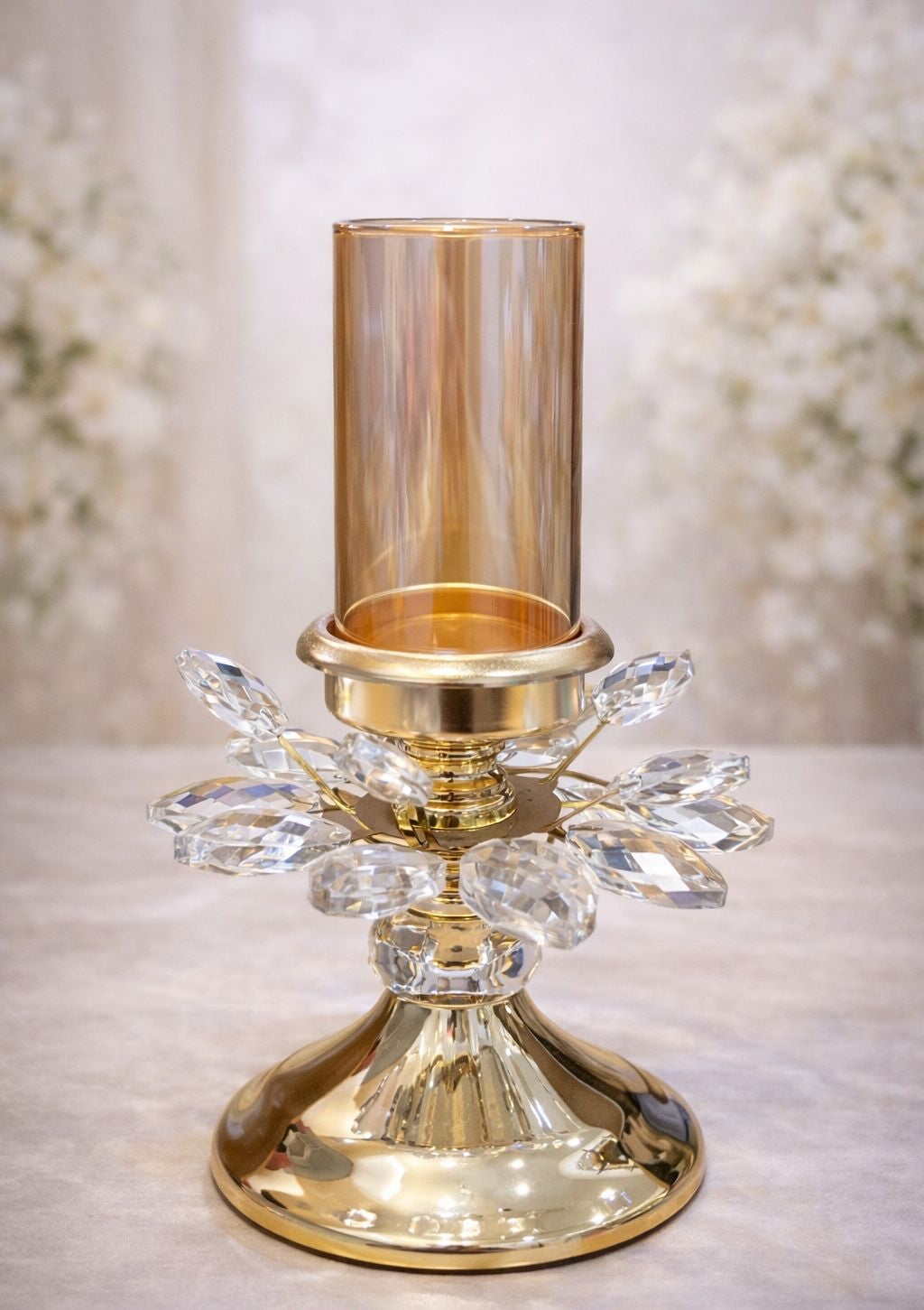 Imperial Glass & Crystal Petal Metal Candle Stand
