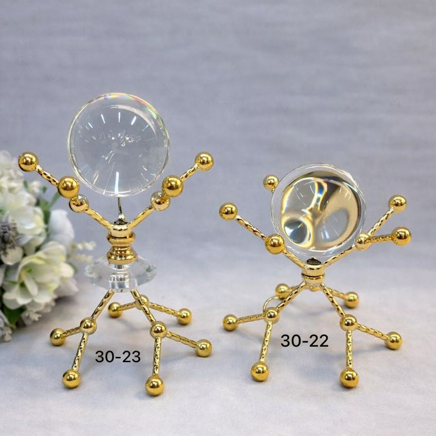 Abstract Atomic Crystal Ball Metal Stand