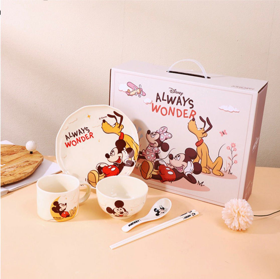 Official Disney Collection: Mickey Mouse & Friends Premium Ceramic Crockery Set – 6-Piece Luxury Kids' Dining Collection