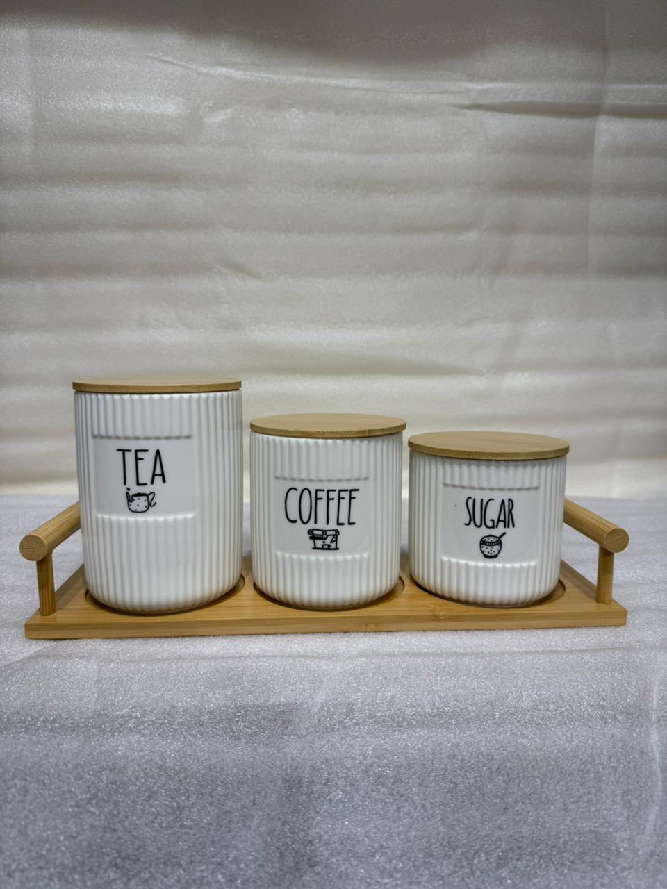 3-Piece Airtight Ceramic Kitchen Jar Set – Stackable Food Storage Containers with Easy-Lock Lids