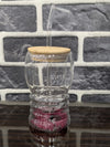 Aesthetic Double-Walled Glitter Ripple Glass Mug with Bamboo Lid