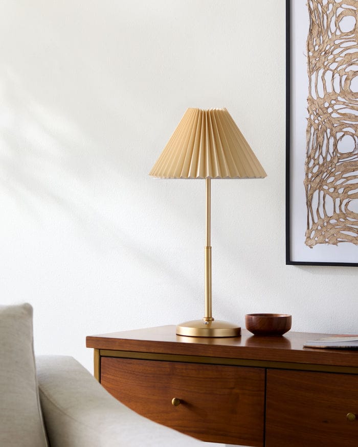 Elegant Pleated Table Lamp Set – Ice Gold Minimalist Series