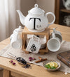 13-Piece Ceramic Tea Set with Bamboo Storage Rack