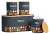 "Food & Passion" 4-Piece Kitchen Canister & Bread Box Set