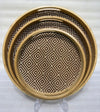 Round Bamboo Geometric Serving Tray Set – 3 Pieces