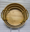 Luxury Round Bamboo Serving Tray Set with Gold Handles – 3 Pieces