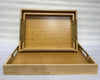 Luxury Rectangular Bamboo Tray Set with Gold Handles – 3 Pieces