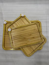 Premium 3-Piece Rectangular Bamboo Tray Set with Floral Accents