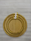 Premium 3-Piece Round Bamboo Tray Set with Floral Accents