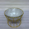 Elegant Frosted Glass Serving Bowl with Gold Metal Stand