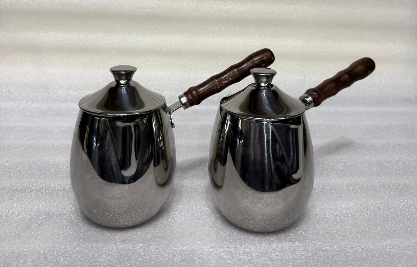 Premium Stainless Steel Milk Pot Set with Wood-Finish Handle