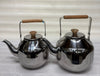 High-Shine Stainless Steel Kettle with Wooden Accents