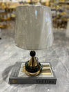 Modern Ice-Gold Metal Side Table Lamp Pair