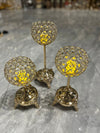Luxury Crystal Jafri Candle Stand Set – Ice Gold Plated
