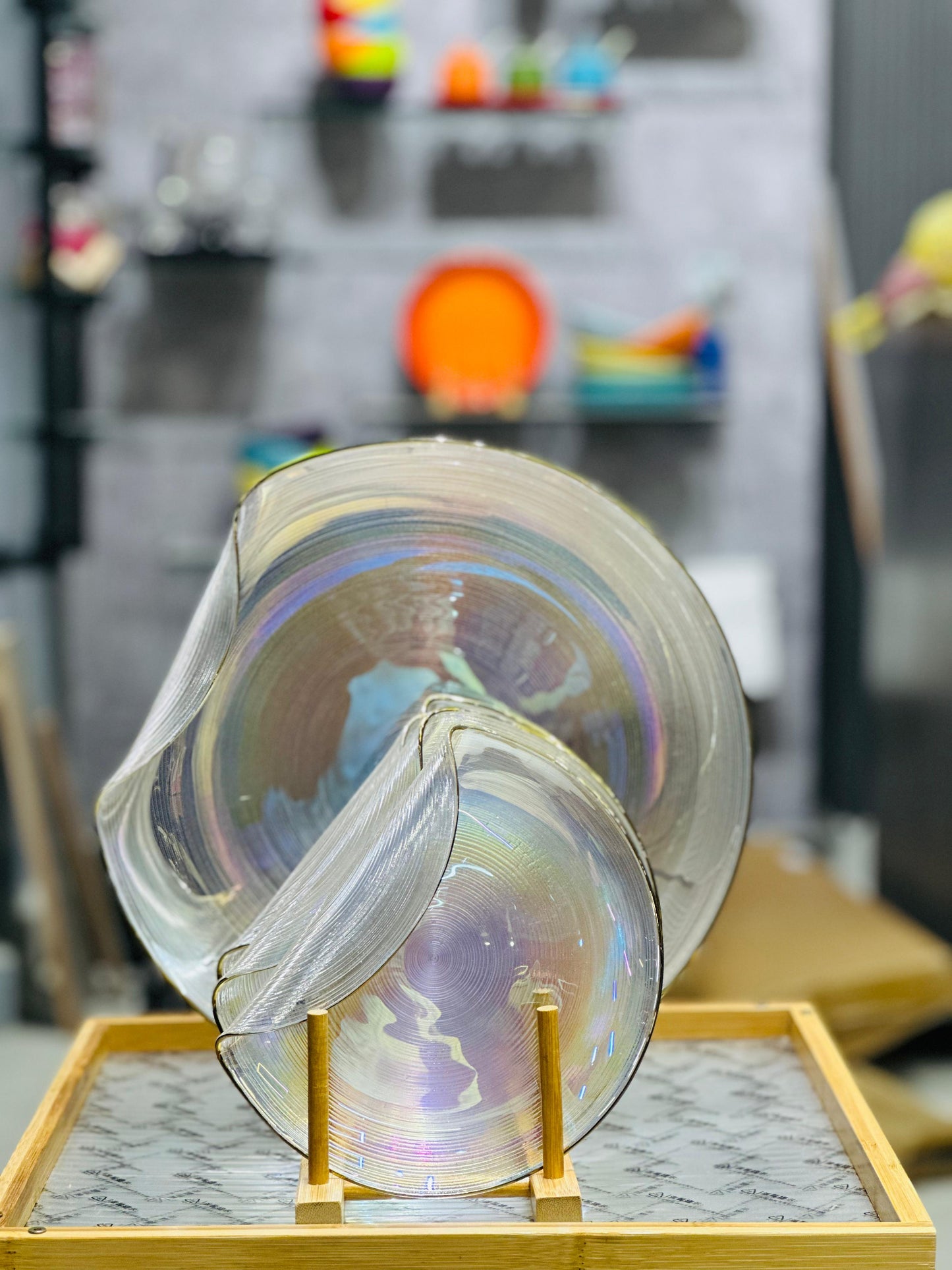Handmade Irregular Glass Cake Serving Set – 7 Piece Collection