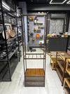 Premium Walnut Wood Standing Garment Rack with Dual Drawers