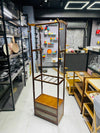 Premium Walnut Wood Standing Garment Rack with Dual Drawers