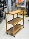 Premium 3-Tier Bamboo Pantry & Kitchen Utility Trolley