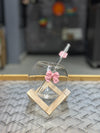 Lunar Bow Glass with Geometric Wooden Stand