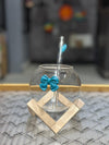 Lunar Bow Glass with Geometric Wooden Stand