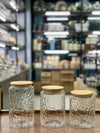 Aesthetic Textured Glass Storage Jars with Airtight Bamboo Lids