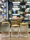 Aesthetic Textured Glass Storage Jars with Airtight Bamboo Lids