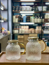 Luxury Hammered Glass Kettle with Golden Accents