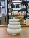 Minimalist "Beehive" Ceramic Honey Jar with Wooden Dipper