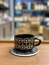Danny Home 6-Piece Ceramic Cup & Saucer Set – Midnight Deco