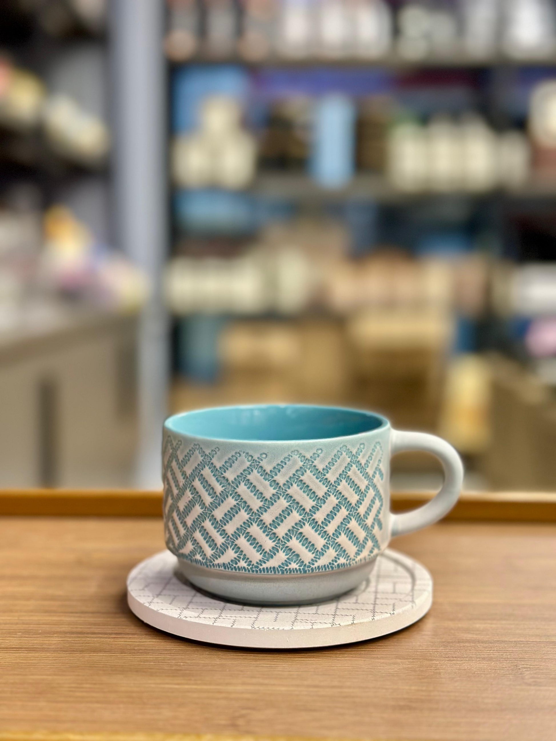 Danny Home 6-Piece Ceramic Cup & Saucer Set – Sky Weave