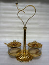 Royal Heart-Handled Golden Glass Spice & Condiment Set