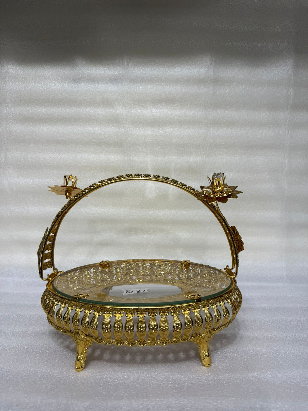 Royal Crown-Filigree Golden Serving Platter