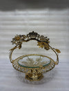 Imperial Crown & Crystal Golden Pedestal Platter