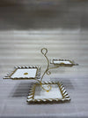 Modern Architectural 3-Tier Cantilevered Ceramic Serving Stand