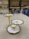 Modern Scalloped 3-Tier "U-Curve" Ceramic Serving Stand